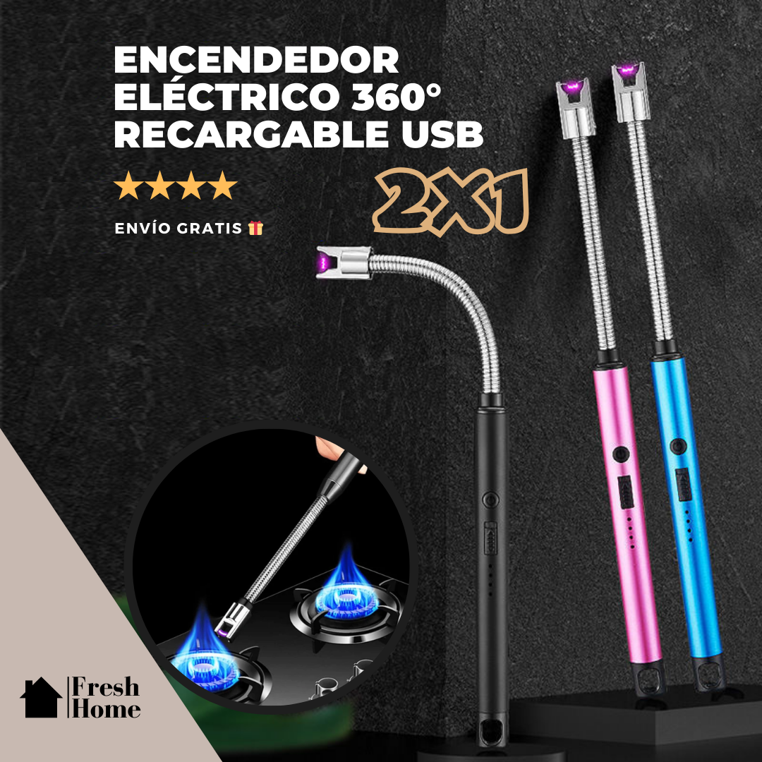 FlamePro - ENCENDEDOR ELÉCTRICO 360° RECARGABLE USB - 2X1