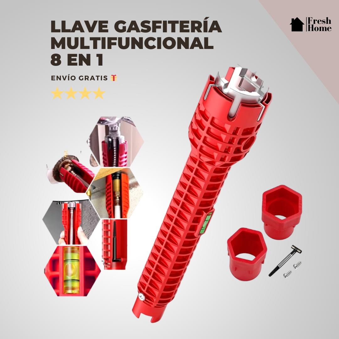 MasterFix - Llave Gasfitería Multifuncional 8 en 1