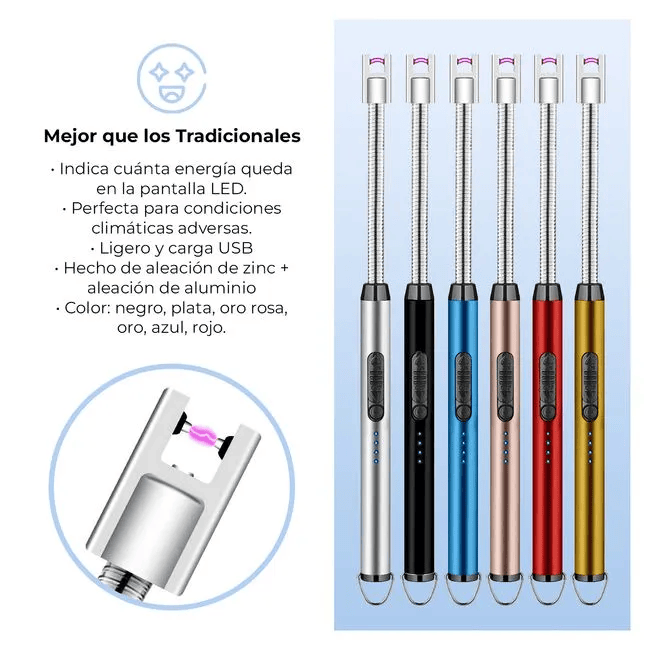 FlamePro - ENCENDEDOR ELÉCTRICO 360° RECARGABLE USB - 2X1