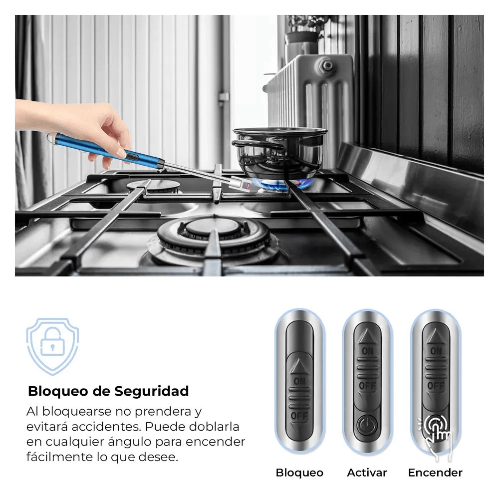FlamePro - ENCENDEDOR ELÉCTRICO 360° RECARGABLE USB - 2X1