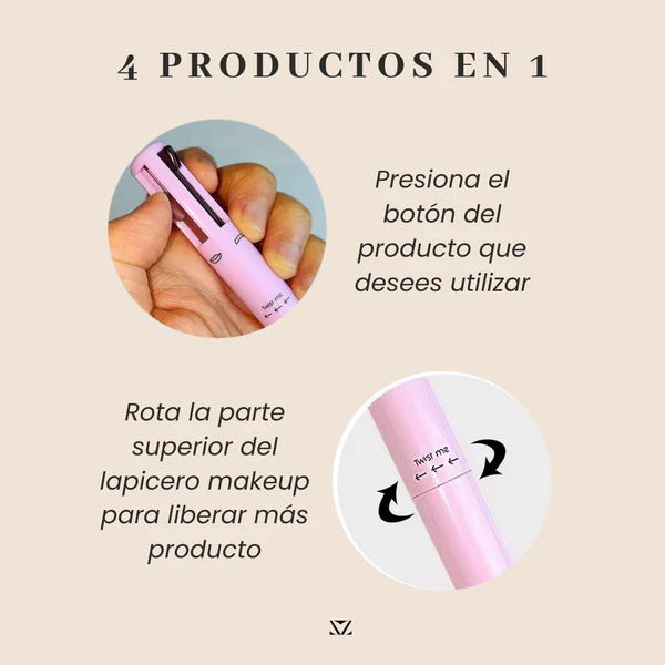 LÁPIZ MAKE UP 4 EN 1 PREMIUM: ¡TODO LO QUE NECESITAS, EN UN SOLO PRODUCTO!