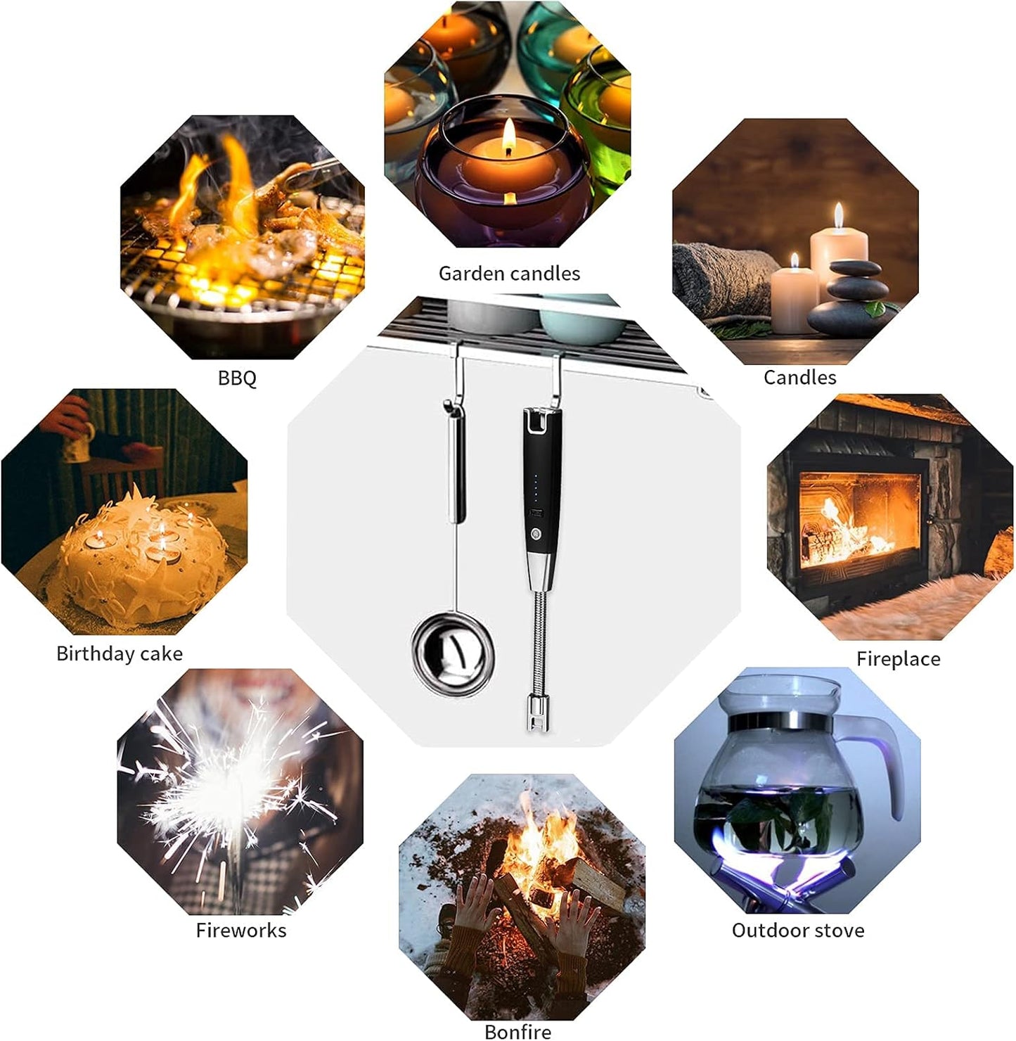 FlamePro - ENCENDEDOR ELÉCTRICO 360° RECARGABLE USB - 2X1