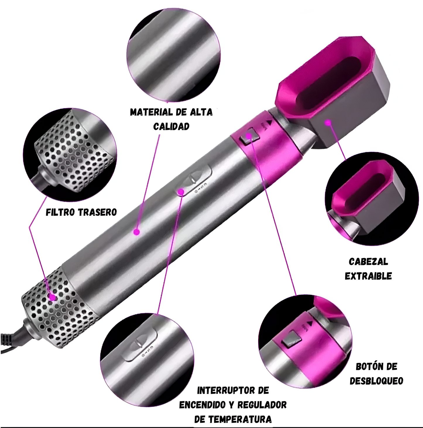 Nuevo GLAM BRUSH PRO Cepillo Secador 5 en 1 Profesional